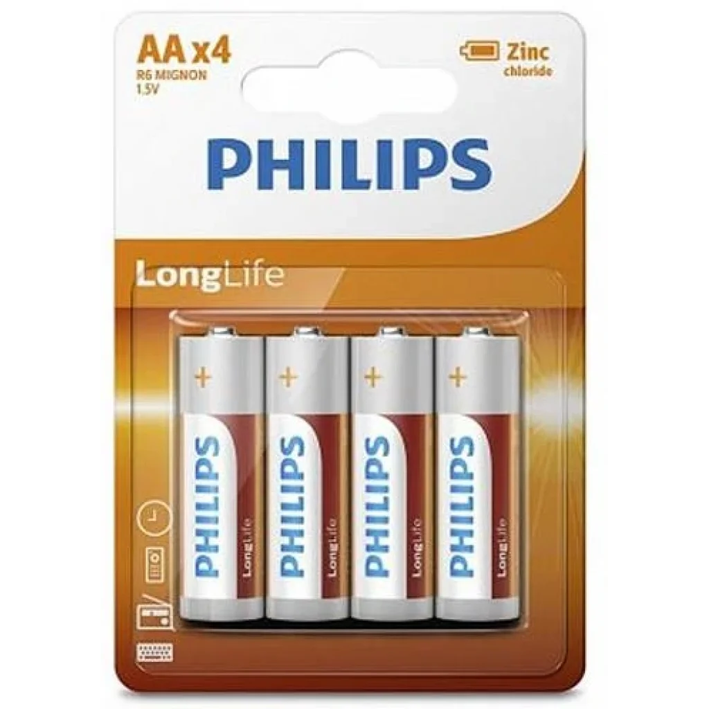 Батарейка Philips LongLife Zinc Carbon AA BLI 4 UA